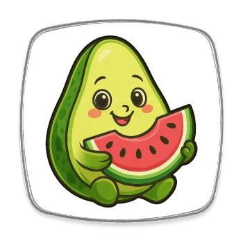 Avocado Melone Wassermelone Sommer Frucht Design - Viereckiger Kühlschrankmagnet - Weiß - Vorne