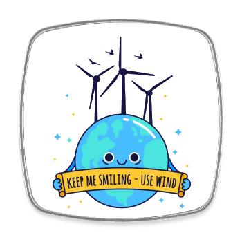 Keep Me Smiling – Use Wind Power - Square fridge magnet - white - Front