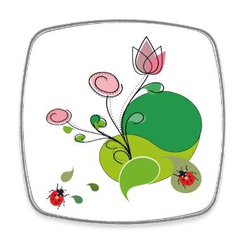Blume mit Marienkäfer - Viereckiger Kühlschrankmagnet - Weiß - Vorne