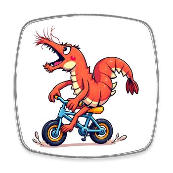 Colorful Cycling Shrimp - Square fridge magnet - white - Front