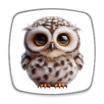 Hibou mignon - Magnet carré - blanc - Devant