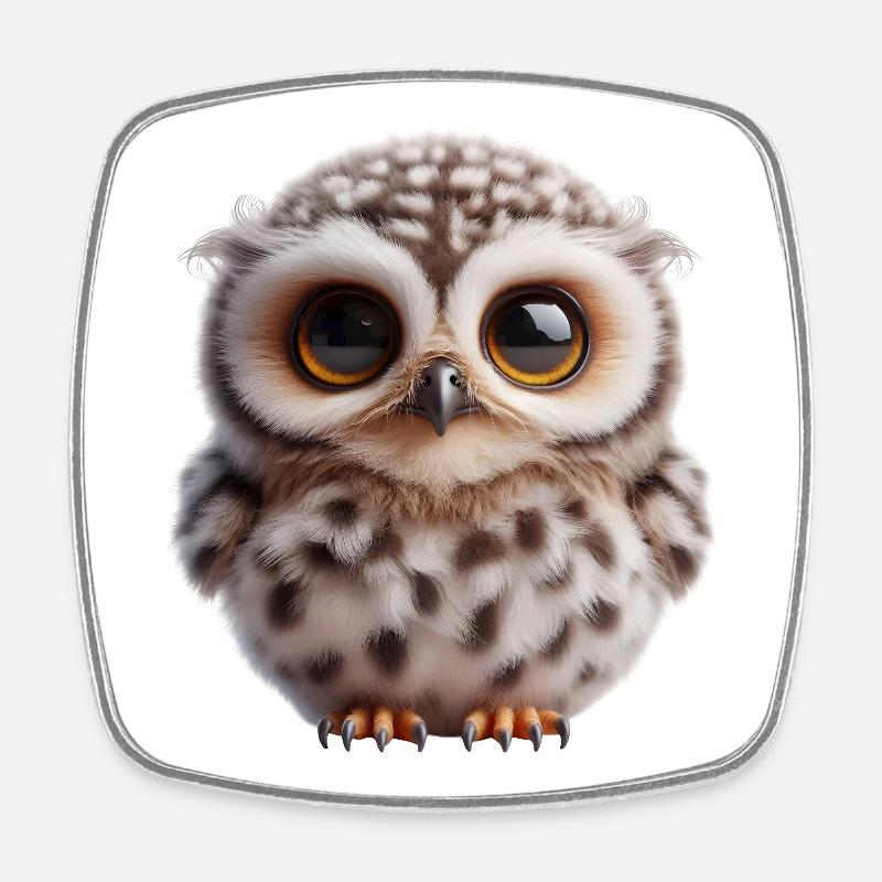 Cute Owl - Square fridge magnet - white