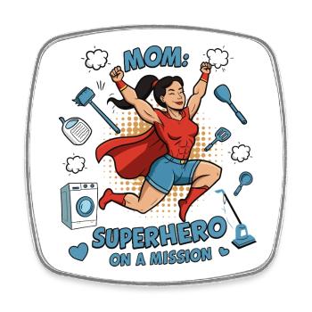Mère, super-héroïne en mission ! - Magnet carré - blanc - Devant