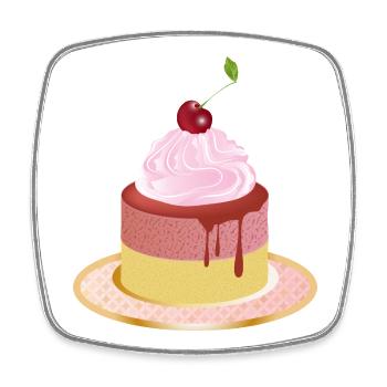 Motif de tartelette aux cerises à la crème rose - Magnet carré - blanc - Devant