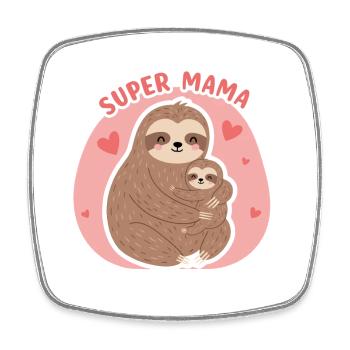 Super Lazy Mom - Square fridge magnet - white - Front