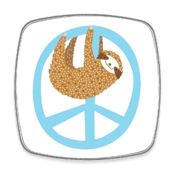 Faultier Peacezeichen - Viereckiger Kühlschrankmagnet - Weiß - Vorne