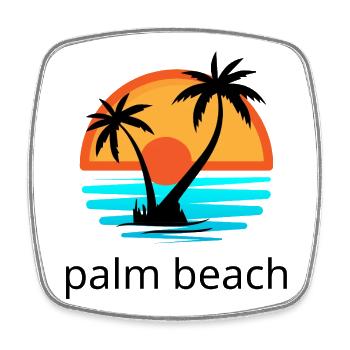 Sunset with palm trees. Palm Beach. - Square fridge magnet - white - Front