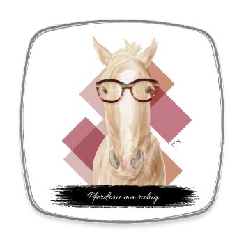 JvG Pferd "Pferdrau ma ruhig." - Viereckiger Kühlschrankmagnet - Weiß - Vorne