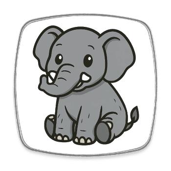 Niedlicher Cartoon-Elefant – Sanfter Riese - Viereckiger Kühlschrankmagnet - Weiß - Vorne