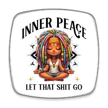 Colorful Meditation Figure Dreadlocks Yoga - Square fridge magnet - white - Front