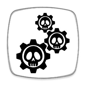 Black Gears and Skulls - Square fridge magnet - white - Front