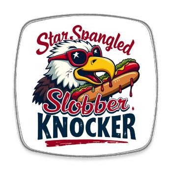 Star Spangled Slobber Knocker - Viereckiger Kühlschrankmagnet - Weiß - Vorne