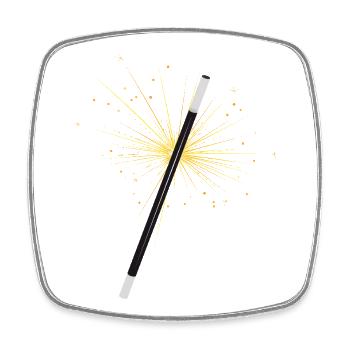 Magic Wand with Sparks – Mystical Fantasy Motif - Square fridge magnet - white - Front