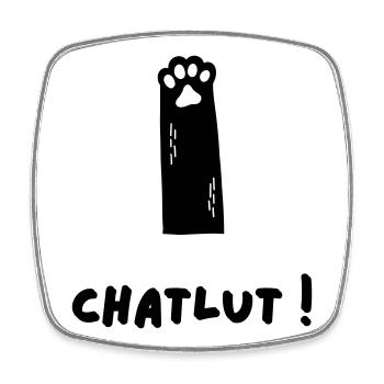 Le chat qui dit Chatlut - Magnet carré - blanc - Devant
