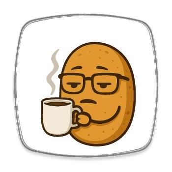 Brillen-Brötchen mit Kaffee – Müder Morgen Vibe - Viereckiger Kühlschrankmagnet - Weiß - Vorne