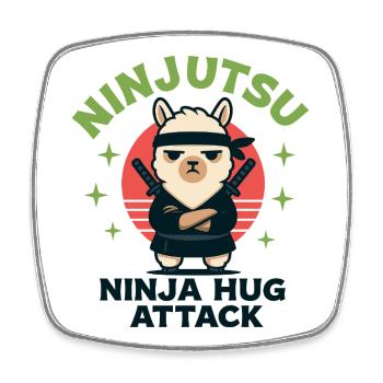 Ninja-Lama Kuschel-Attacke - Viereckiger Kühlschrankmagnet - Weiß - Vorne
