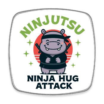 Ninja Kuschel Hippo - Viereckiger Kühlschrankmagnet - Weiß - Vorne