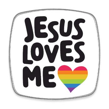 LGBTQ Pride Month - Jesus liebt mich - Viereckiger Kühlschrankmagnet - Weiß - Vorne