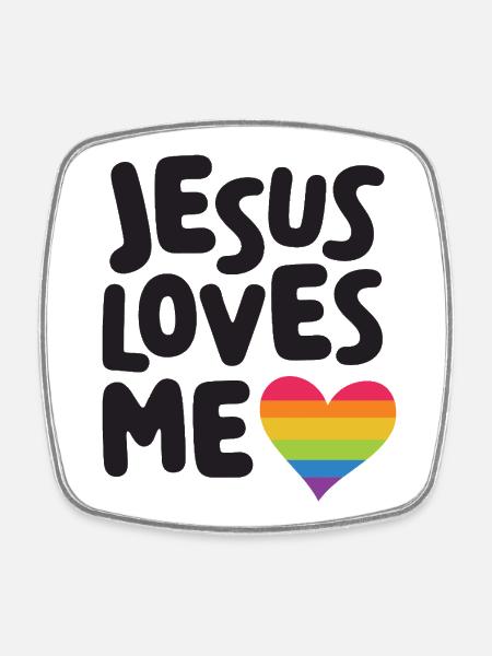 LGBT Pride Month - Jesus liebt mich - Viereckiger Kühlschrankmagnet - Weiß