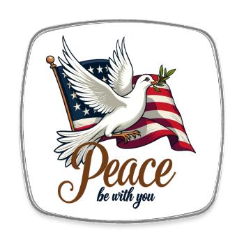 Dove of peace with flag - Square fridge magnet - white - Front