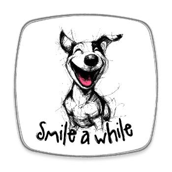 Smiling Dog – Gute-Laune-Motiv für Hundefans - Viereckiger Kühlschrankmagnet - Weiß - Vorne