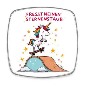 Planche à roulettes Licorne - Magnet carré - blanc - Devant