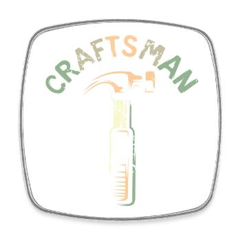 Craftsman Logo mit Hammer Werkzeug im Retro Stil - Viereckiger Kühlschrankmagnet - Weiß - Vorne