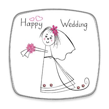 Happy Wedding Hochzeit - Viereckiger Kühlschrankmagnet - Weiß - Vorne