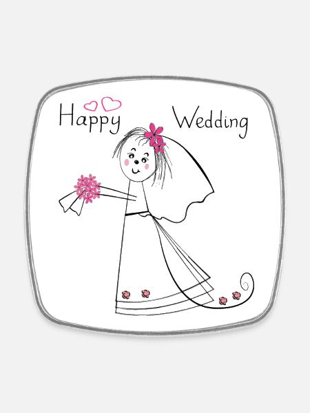 Joyeux mariage Hochzeit - Magnet carré - blanc