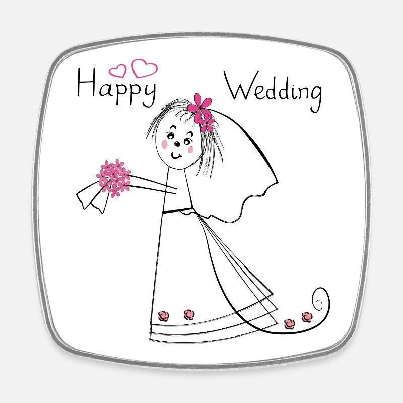 Joyeux mariage Hochzeit - Magnet carré - blanc