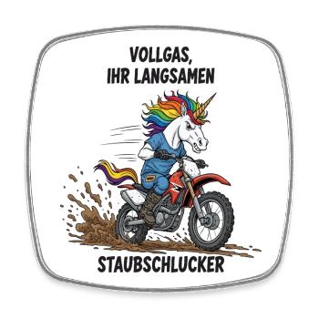 Unicorn Motocross - Square fridge magnet - white - Front