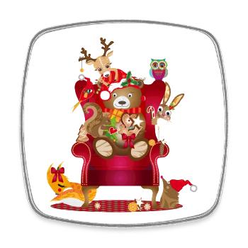 Gemütliche Weihnachtsszene mit Tieren mit Charme - Viereckiger Kühlschrankmagnet - Weiß - Vorne