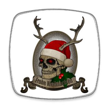 Crâne avec des bois Joyeux Noël - Magnet carré - blanc - Devant
