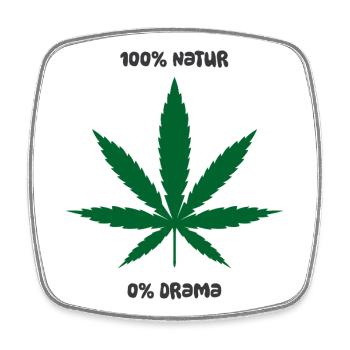 100% Natur, 0% Drama - Viereckiger Kühlschrankmagnet - Weiß - Vorne