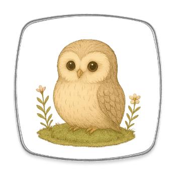 Nordic Forest - Owl - Square fridge magnet - white - Front