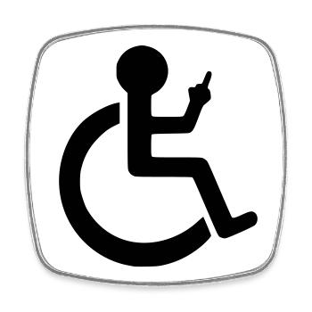 Wheelchair user with a clear opinion # - Square fridge magnet - white - Front