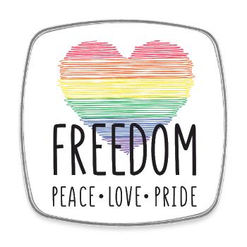 LGBT Pride Month - Freedom. Peace - Love - Pride - Square fridge magnet - white - Front