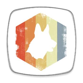 Vintage Deutscher Schäferhund - Viereckiger Kühlschrankmagnet - Weiß - Vorne