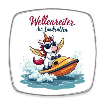 Surfeur Licorne - Magnet carré - blanc - Devant