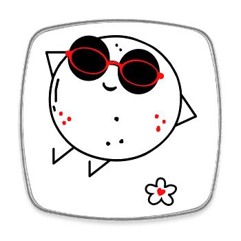 Comic mit Sonnenbrille - Viereckiger Kühlschrankmagnet - Weiß - Vorne