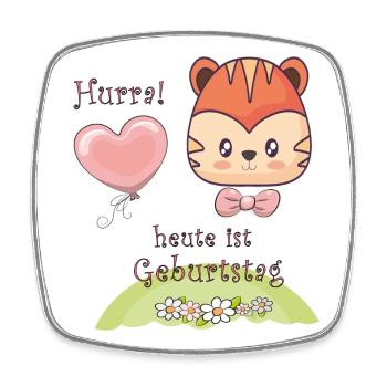 Hurra, heute ist Geburtstag Happy Birthday - Viereckiger Kühlschrankmagnet - Weiß - Vorne