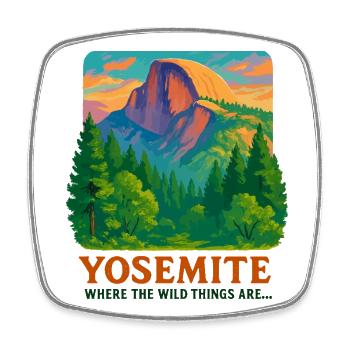 Yosemite Wildnis - Viereckiger Kühlschrankmagnet - Weiß - Vorne