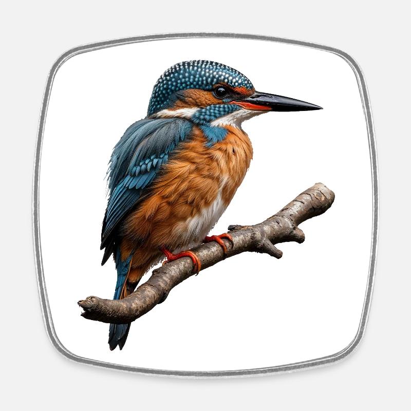 Lebendiger Eisvogel Natur Illustration - Viereckiger Kühlschrankmagnet - Weiß