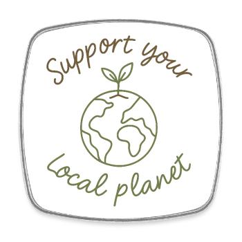 Support Your Local Planet – Eco-Style - Square fridge magnet - white - Front