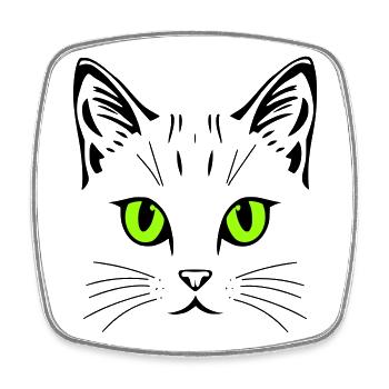 Cat motif – colour and eyes can be personalised - Square fridge magnet - white - Front