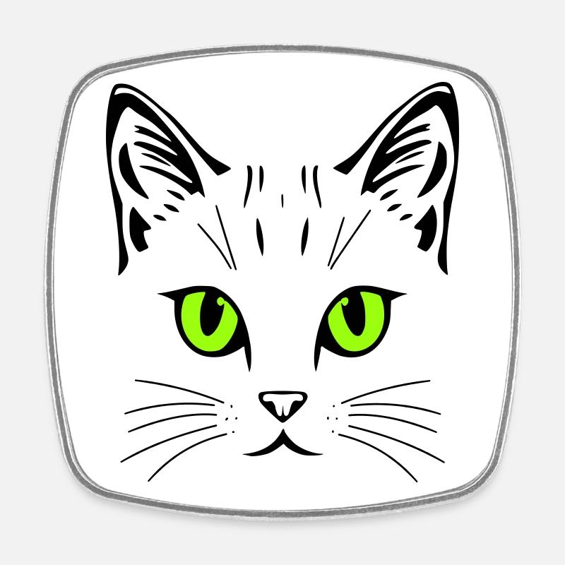 Cat motif – colour and eyes can be personalised - Square fridge magnet - white