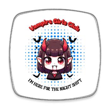 Vampire Girl Night Shift Halloween Anime Kawaii - Square fridge magnet - white - Front