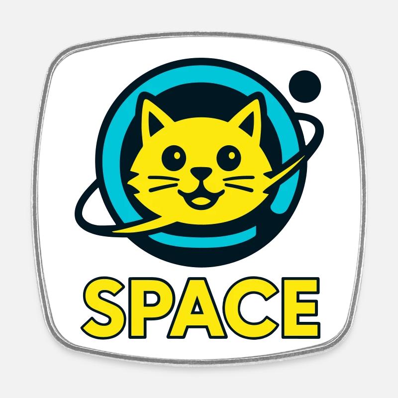 Space-Cat - Square fridge magnet - white