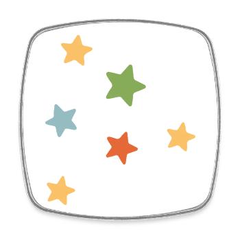 Colorful stars on black - Playful design - Square fridge magnet - white - Front