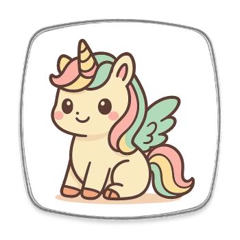 Cute Rainbow Winged Unicorn - Square fridge magnet - white - Front